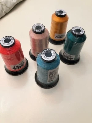 Floriana Machine Embroidery Thread-Lot of 5 Spools-Mixed Colors-NEW - Image 1 of 3