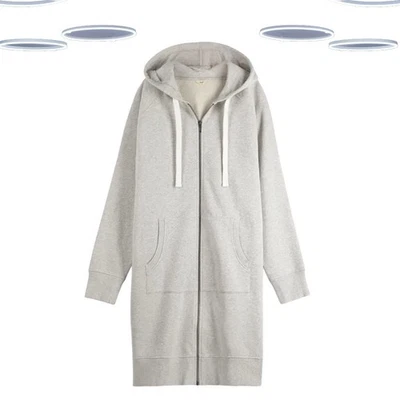 Ex Hush Women’s Sweat Dress Grey Zip Up Hoodie Long Sleeve Cotton (Defect) — 第 1/4 张图片
