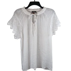 Blusa campesina para mujer mangas con ojales mediana blanca gasa transparente boho cottagecore  - Imagen 1 de 9