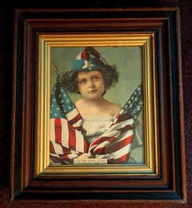 Vintage luglio 1899 Old And Young Glory Print 8"X10" cornice antica 13"X15" Americana - Foto 1 di 2