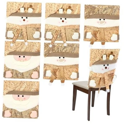  6 Pcs Christmas Chair Back Cover 19.7 x 19.3 Inch for Dining Room, Santa  - Image 1 of 4