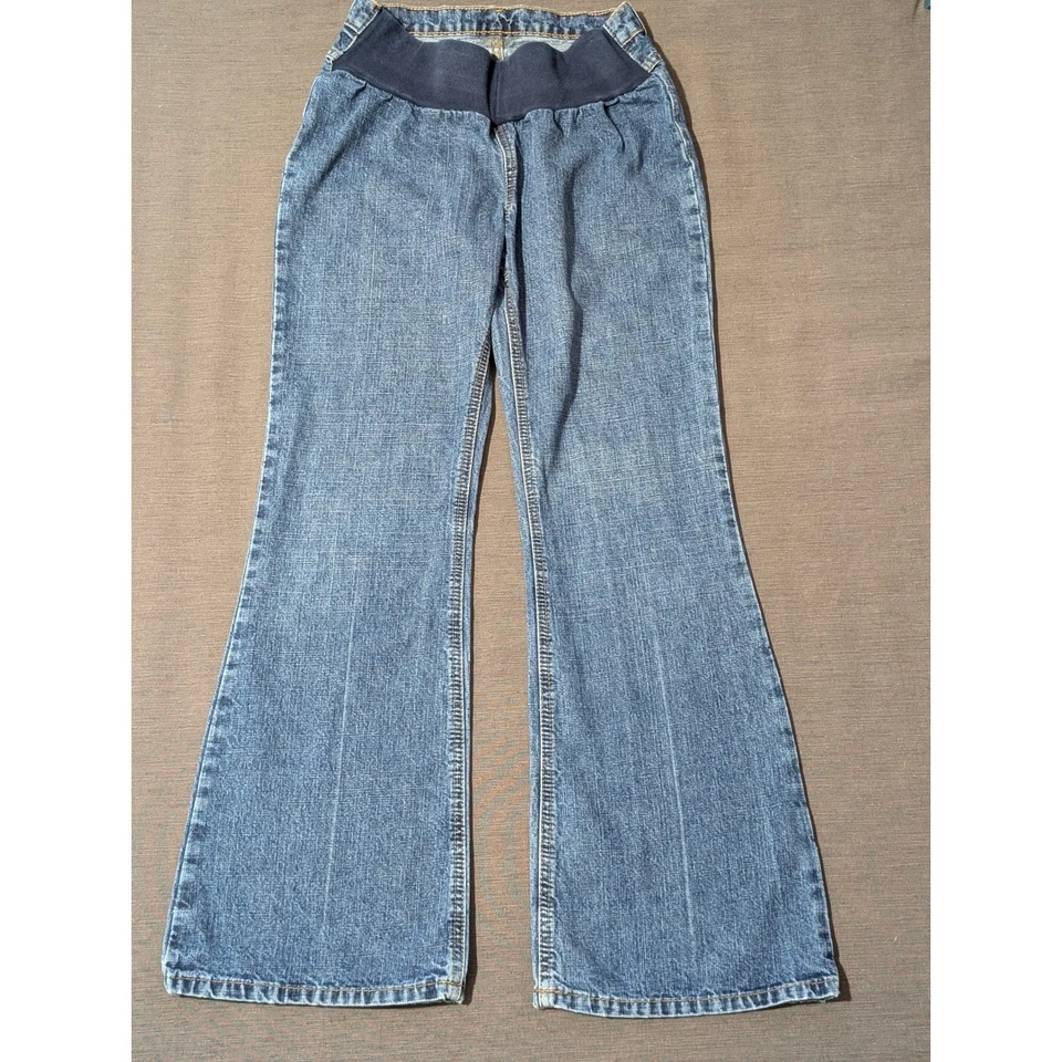 Motherhood Maternity Blue Denim Flare Leg Pull-On Panel Jeans Pants Size Xsmall - Image 1 of 3