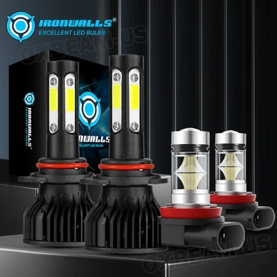 For GMC Acadia 2013-2025 - 4-sides LED Headlight+ Fog Light Bulbs Combo 6000K 4x - Image 1 of 4