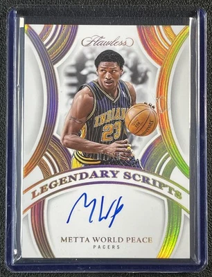 METTA WORLD PEACE 2024-25 PANINI FLAWLESS LEGENDARY SCRIPTS GOLD AUTO 07/10 - Image 1 of 2