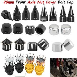 Pair Front Axle Nut Caps Covers For Harley Touring Road King Glide Sportster XL - Picture 1 of 31