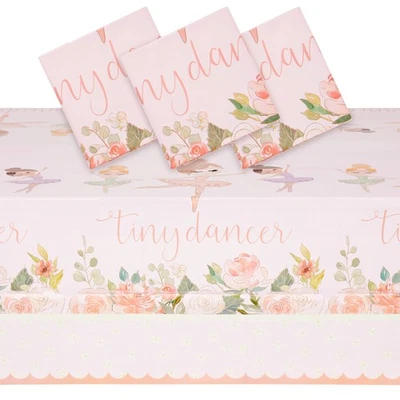 3 Pack Ballerina Party Table Covers, Plastic Tiny Dancer Tablecloths, 54x108 In - Image 1 of 4