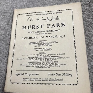 1957 MARCH 16th HURST PARK LONDON SECOND DAY RACE CARD PROGRAMME - Picture 1 of 7