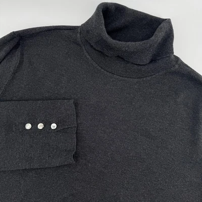 Suéter Chicos Gris Carbón Cuello Alto Plateado Puño Botón Mujer Talla 2 Grande Foto 1 de 4