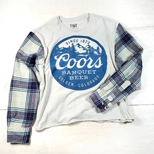 Coors Banquet Bier Grafik T-Shirt Flanell Langarm Upcycling Hemd - Bild 1 von 7