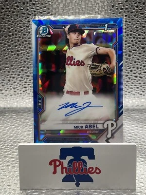 (1) 2021 Bowman Chrome  SAPPHIRE Refractor MICK ABEL AUTO  Phillies Qty - Image 1 of 4