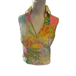 Top Lilly Pulitzer Shift casual avvolgente cropped scollo a V 97% cotone taglia 8 senza maniche - Foto 1 di 9