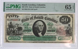 1872 South Carolina, Columbia Large Size Obsolete Note / $50 - PMG 65 EPQ - Picture 1 of 2
