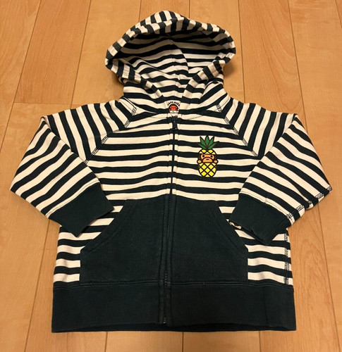 A BATHING APE (BAPE) Felpa con cappuccio manica lunga A BATHING APE BAPE KIDS full zip 100 bianca blu navy righe