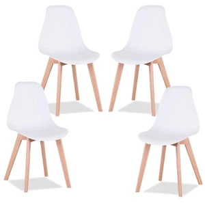 Pack 4 sillas comedor blanco polipropileno diseño nordico con patas madera - Imagen 1 de 9