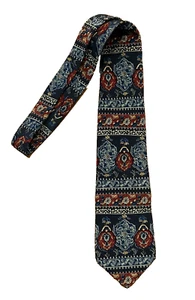 Vintage Metropolitan Museum of Art Tie Navy Blue Ornate Gold 100% Silk - Picture 1 of 3