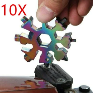 10 Stck. 18 in 1 Edelstahl Werkzeug Multitool Schneeflockenform Schlüsselanhänger Schraubendreher - Bild 1 von 7