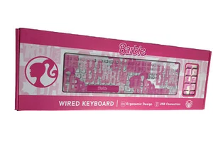 Barbie Wired USB PC Keyboard Brand New Mattel 2023 UBS Connection 108 Keys Pink - Picture 1 of 4