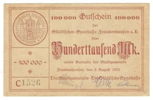 Notgeld - Frankenhausen -Gutschein der städtischen Sparkasse -100000 Mark -1923 - Picture 1 of 2
