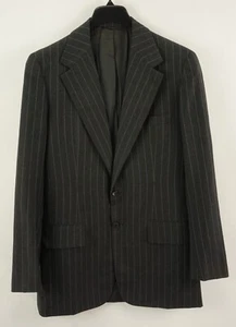 Chaqueta de traje tejida suave a rayas gris carbón 40L Morty Sills vintage a medida para hombre - Imagen 1 de 12