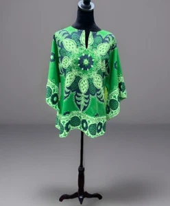 Túnica de playa Ruth Clarage HIPPY BOHO de la década de 1960. Estilo cuadrado. XL. Hecha en Jamaica - Imagen 1 de 7