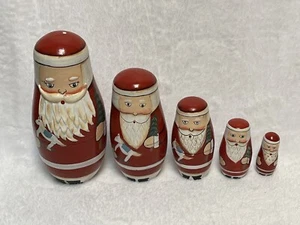 Russian Nesting Dolls Santa Father Frost Saint Nick Hand Painted Christmas - Picture 1 of 12