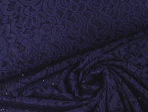 LACE elastic fabric lace fabric flower arch NAVY DARK BLUE EUR 10.98/m - Picture 1 of 2