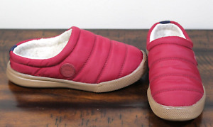Dearfoam NYLON SPORT LOUNGE CLOG Womens 5 6 Small Lined Slippers Shoes Berry EUC