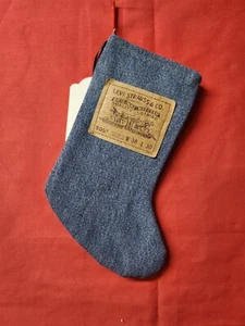 Medias de Navidad 9.5" Azul Jean Denim Western Vaquero Cuero Etiqueta Reciclado - Imagen 1 de 3