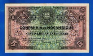 BILLETES PORTUGAL MOZAMBIQUE MOZAMBIQUE 5 LIBRAS 15-01-1934 ALTO GRADO - Imagen 1 de 2