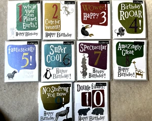 60 Unisex Children's Age's 1 - 10 Birthday Cards 6 x Each Design Cello Wrapped - Picture 1 of 4