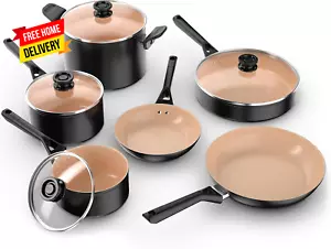 Pots and Pans Set Non Stick | Extended Life Select Ceramic Cookware Set | 10-Pie - Picture 1 of 12