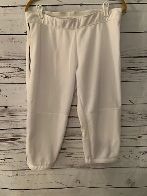 Pantalones de béisbol recortados majestuosos para niños talla XL blancos negros con ribete panel de malla elástica  Foto 1 de 4