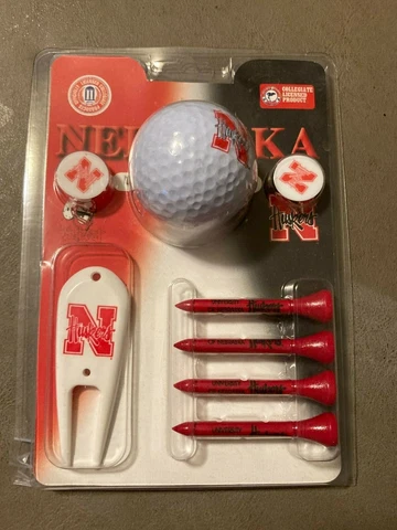NEBRASKA HUSKERS GOLF BALL TEES AND Divot Tool  SEALED + 3D Magnet Cover
