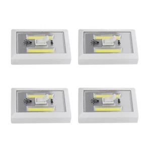 4Pcs Mini COB LED Switch Wall Night Light Battery Operated Cabinet Garage Light - Picture 1 of 12