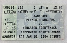 OHL 2004 01/10 Kingston Frontenacs at Plymouth Whalers Hockey Ticket