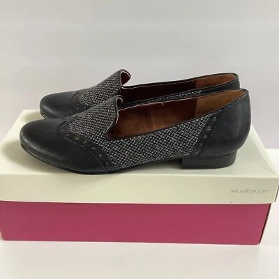 Naturalizer Lancing Tweed Cuero Negro Planos con Punta de Ala Puntera Almendra Talla 5.5M Foto 1 de 4