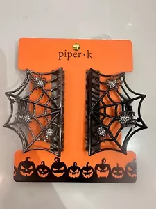 Nuevas pinzas para el cabello Piper K estrás tela de araña Halloween de metal - Imagen 1 de 2