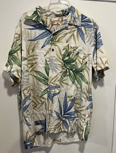 Caribbean Joe Mens Hawaiian Rayon Blue Green Floral Print Shirt Size M -- 4502 - Picture 1 of 6