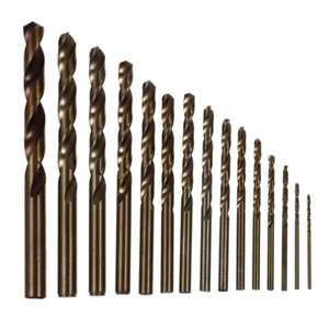 Drill Bit Set 15pcs Cobalt Twist Bits for Tough Metal Cutting - Picture 1 of 11