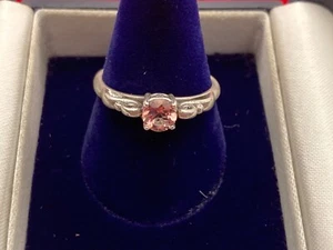 Swarovski Baby Pink Topaz solitaire sterling silver ring engagement 8 promise - Picture 1 of 5