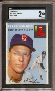 1954 TOPPS #47 GRAY BACK ELLIS KINDER SGC 2!! RARE - Picture 1 of 2