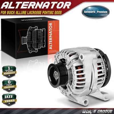 Alternador para Buick Allure LaCrosse Pontiac 2005 120A 12V CW polea de 6 ranuras Foto 1 de 4