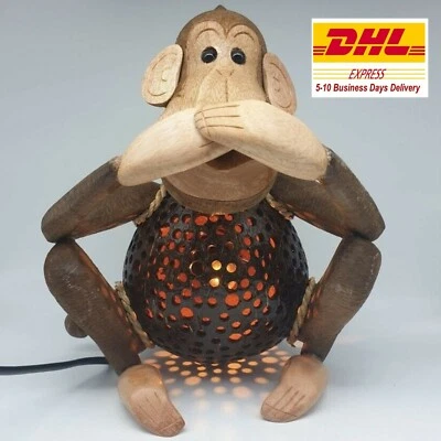 Monkey Lamp Shade Sitting on Gag For Table Lamp Safari Night Light Crafts Gift - Image 1 of 4