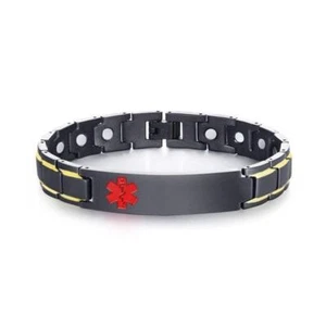 Black & Gold Stripe Medical Bracelet - Picture 1 of 4