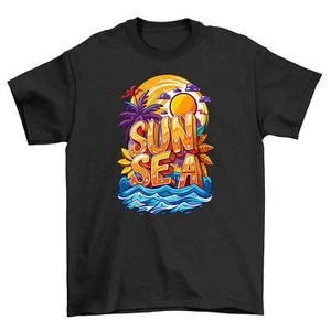 "Summer_47" T-shirt: Sun, Sea, and Palm Trees - Funny Summer feel! Unisex Cotton - Picture 1 of 46