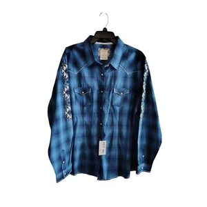NWT Panhandle Blue and white western button down - Picture 1 of 8