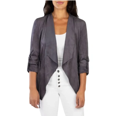 Chaqueta de gamuza sintética Kut From The Kloth Dianne en gris oscuro talla S Foto 1 de 4