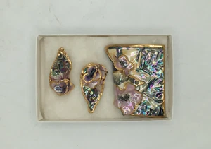 Handmade Artist Designed Porcelain Brooch and Earrings unmarked GORGEOUS - Picture 1 of 4