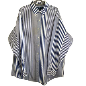 Ralph Lauren camicia uomo XL blu a righe manica lunga piccola blu polo pony logo - Foto 1 di 5