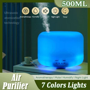 500mL Electric Ultrasonic Humidifier Aromatherapy Diffuser Mist 7 COLOR LED Lamp - Picture 1 of 12